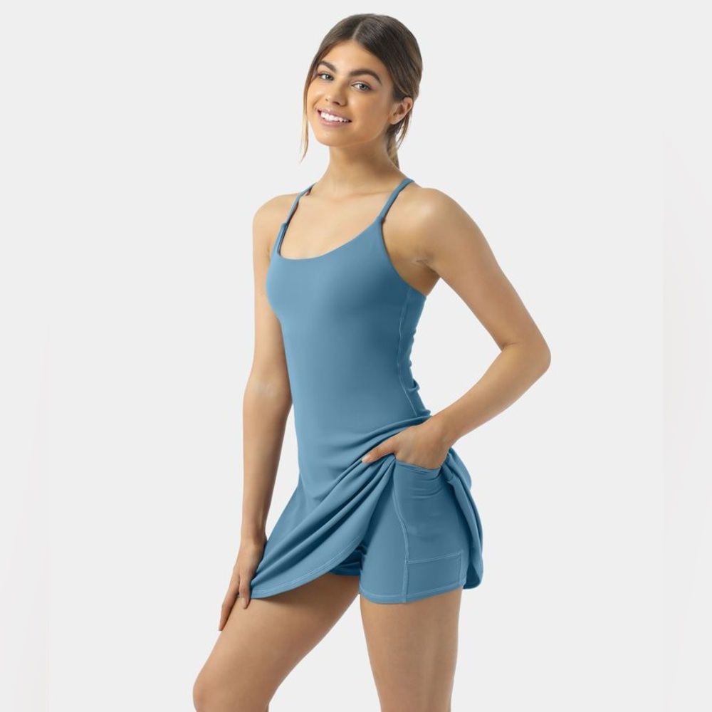 Halara Keyhole Exercise Dress in Blue